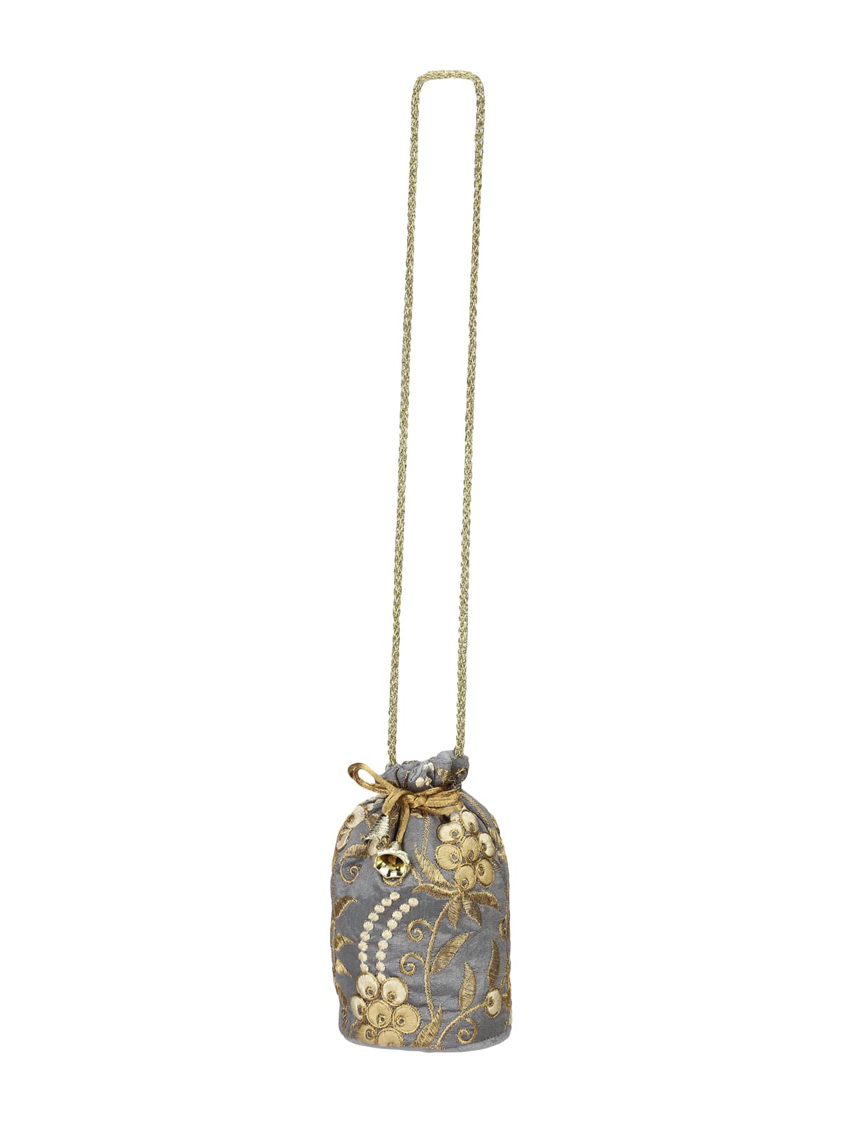 Aditi Wasan Grey Golden Gota Embroidered Sling Potli Bag (B09PB4GNRP) Amazon Price History, Amazon Price Tracker