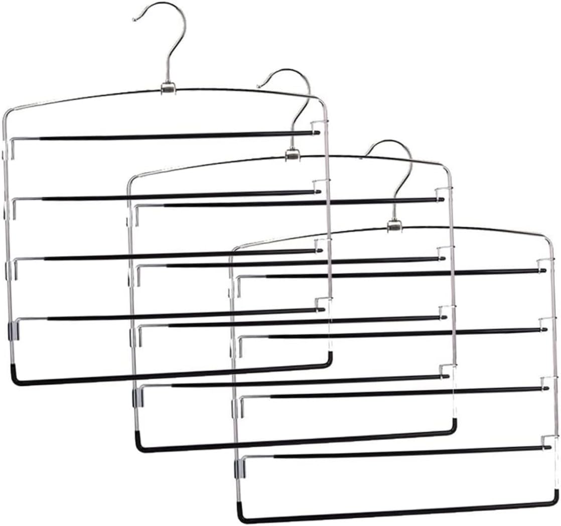 TEHAUX 3pcs Metal Pants Hangers Multi-Functional Skirt and Jeans Organizer Space-Saving Closet Rack Hanging Storage for Home Bedroom Bathroom