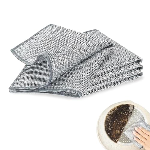 4 paños de limpieza malla 30x30cm doble capa, para masa, ahorra tiempo, duraderos, estropajo aluminio, estropajo cocina