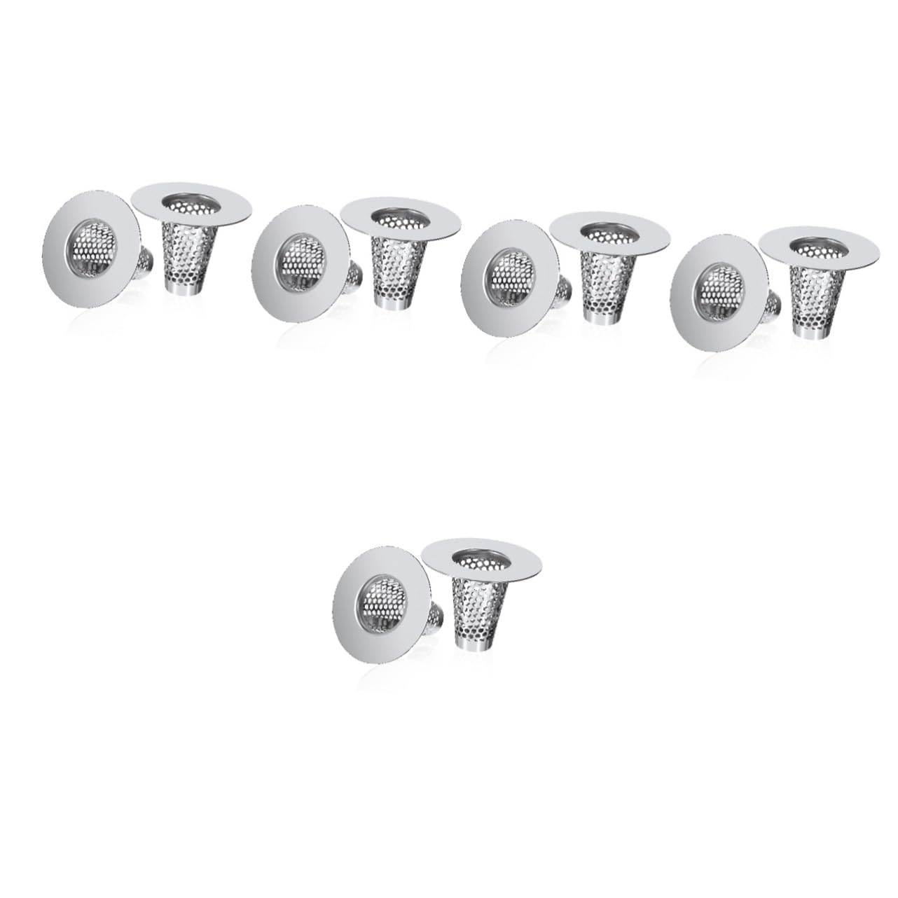 Lurrose 5 Series Filtro De Acero Inoxidable Recogedor De Pelo De Baño Cesta del Filtro del Colador del Fregadero Cabello Cuenca Escurridores Drenar Hundir Trampa Tapón Silver 6 Piezas X 5