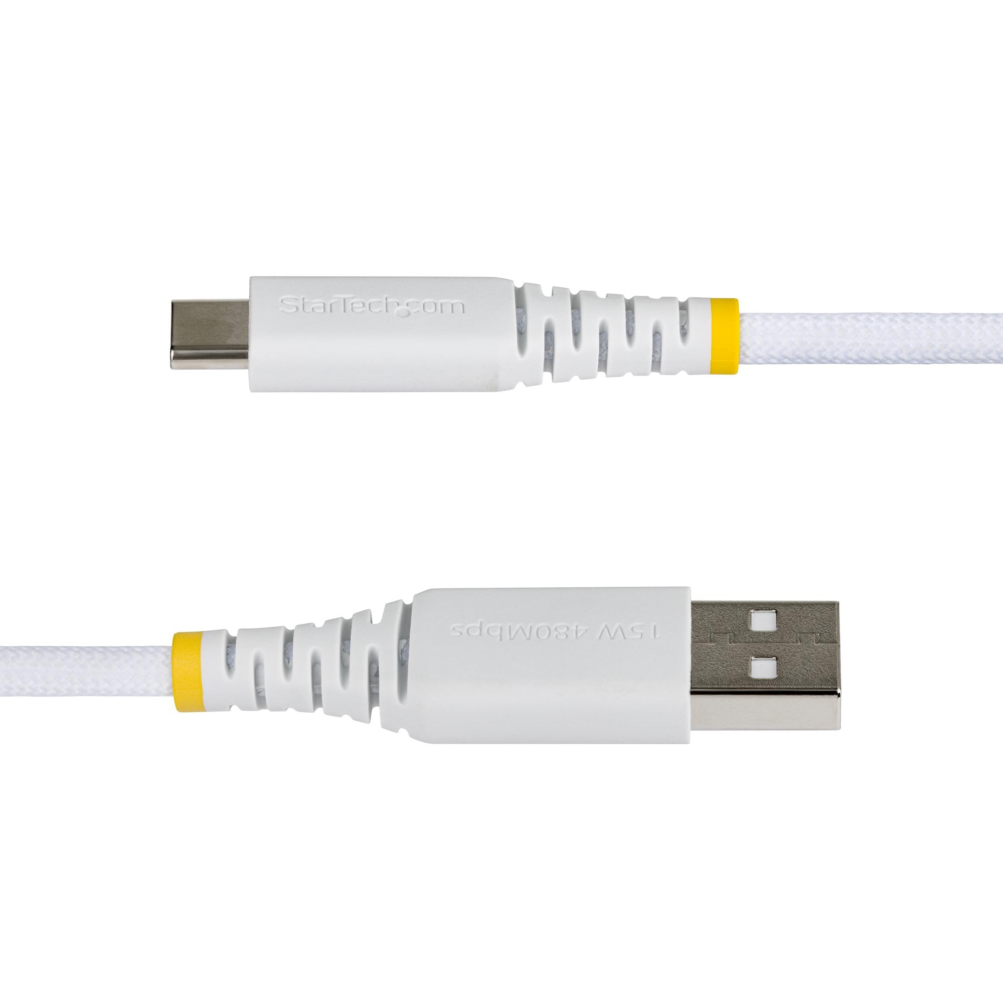 StarTech - Confezione da 5 cavi di ricarica rapida da USB-A a USB-C, 15 W 3 A, rivestimento in nylon/TPE intrecciato a doppio strato, cavo di ricarica resistente da USB-A a tipo C, cavo di ricarica