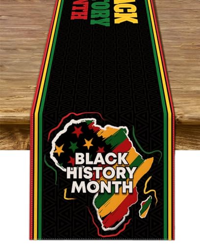 Sunwer Runner da tavola con mese storico afro, afroamericano, decorazione per la casa, cucina, sala da pranzo, 182 cm di lunghezza