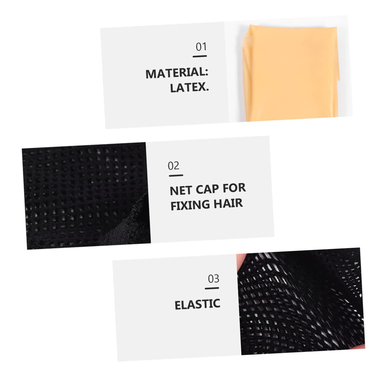 4sets Latex Bald Cap Hair Net for Cosplay Halloween Accessory for Adults for Monk Nun Skeleton Looks Includes