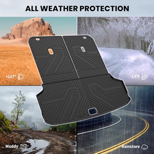 Image of LASFIT Cargo Mats for Kia EV9 2026 2025 2024 | All Weather TPE Custom Fit Cargo Trunk Mat & Backrest Mats Accessories, Black