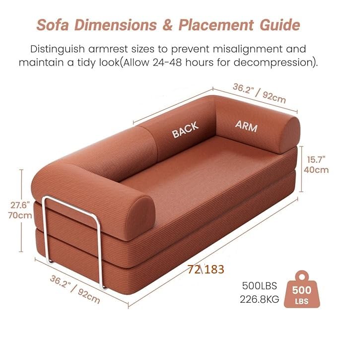 Image of Haven: One Sofa, Endless Possibilities, Sofa + sofabed + Kids Play - (Color customisation Available) (with Metal Support) Premium Corduroy Fabric
