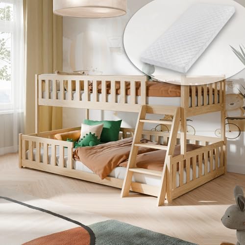 Kids Collective Etagenbett 90x200 / 120x200 Kinderbett Jugendbett Stockbett Hochbett mit Leiter, Rausfallschutz Lattenrosten und 2 Matratzen, Kinder Bett von 4. bis 16. Lebensjahr Natur Kids Collective Etagenbett 90x200 / 120x200 Kinderbett Jugendbett Stockbett Hochbett mit Leiter, Rausfallschutz Lattenrosten und 2 Matratzen, Kinder Bett von 4. bis 16. Lebensjahr Natur