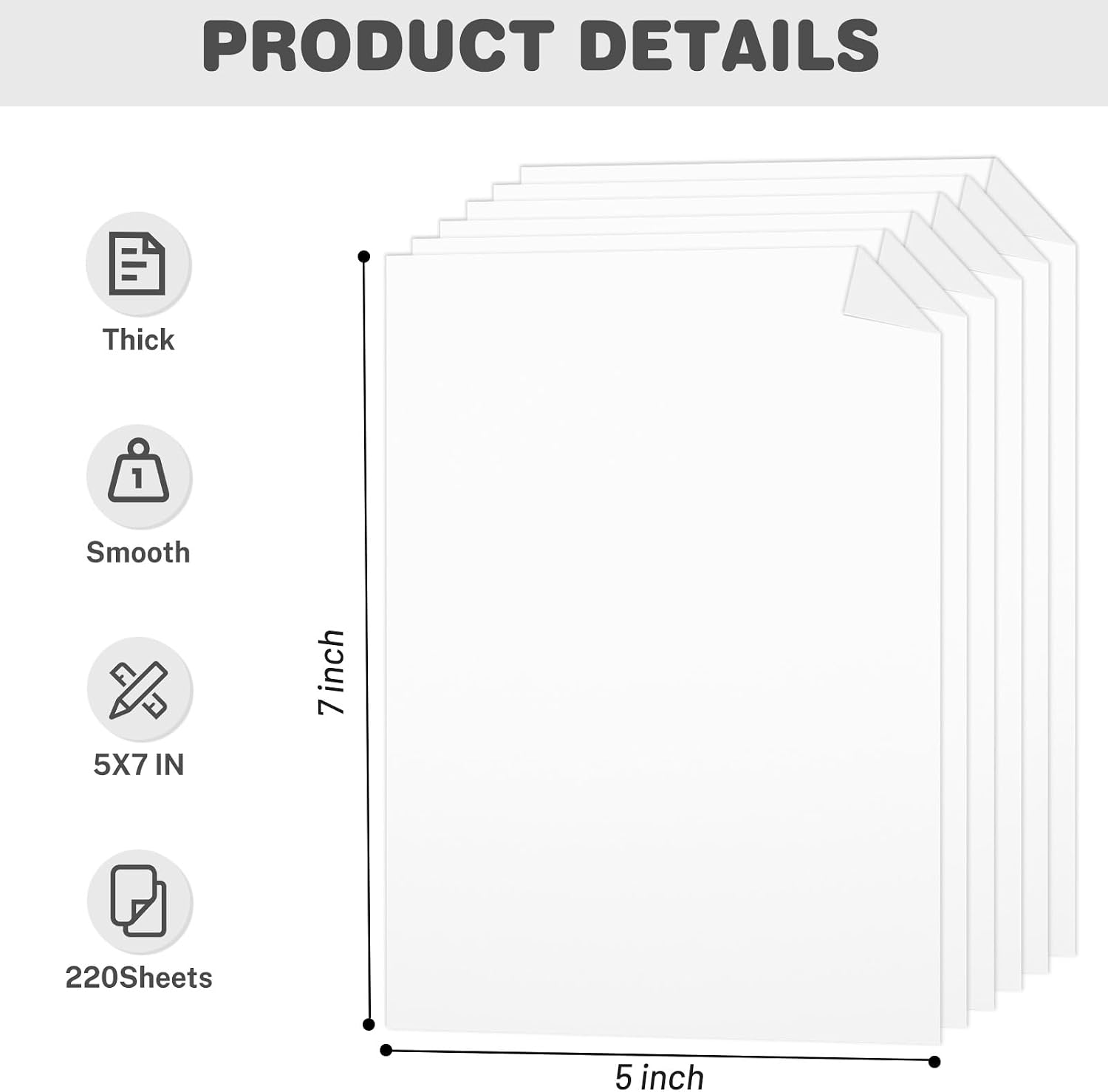 Cardstock 5x7, 220 Sheets, White Card Stock, 5x7 Cardstock Paper, 75lb/ 200gsm Heavyweight Blank Cards for Printer,DIY,Wedding Invitations, Thankyou Cards, Postcards