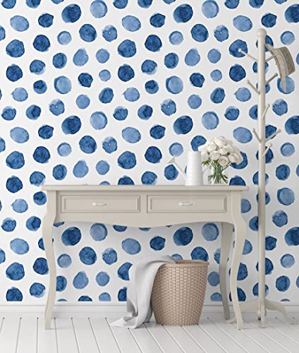 Idomural Peel And Stick Wallpaper Blue Polka Dot Removable Wallpaper Self Adhesive Wall Paper Boho Vinyl Contact Paper For Room Cabinets Home Decor 17.7In X 118In #TOP5