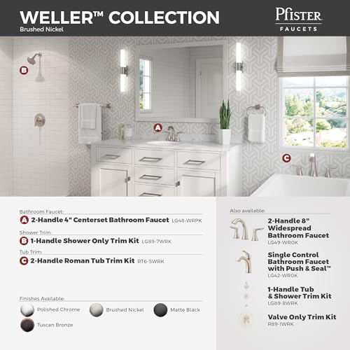 Pfister Weller Single Handle Bathroom Sink Faucet 1 Hole or 3 Hole Installation Brushed Nickel Finish with Push & Seal Drain and Pforever Seal Technology LG42WR0K by Pfister - Image 7
