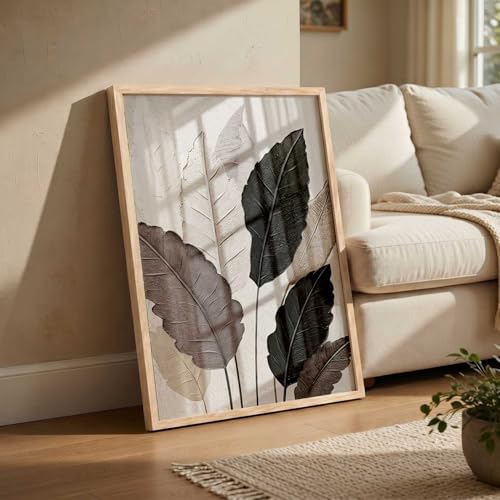 Image of kotart Aesthetic Leaf Art Home Decoration|Paintings With Frame For Living Room Bed Room Hotel Wall Decor Digital Reprint (19x25 inch)