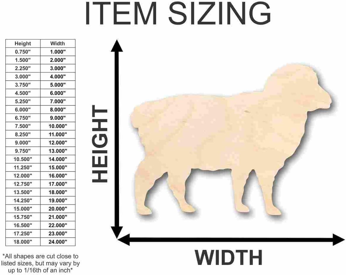 Unfinished Wood Sheep Shape Farm Animal Craft up to 46" DIY 12" / 1"