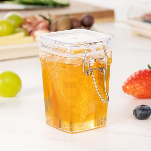 Miniatura 4 de Restaurantware Tarros Mason con tapa de abrazadera de 2.7 onzas, 10 mini tarros Mason con tapas herméticas  Tapa de abrazadera hermética de plástico
