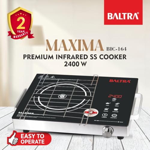 Image of BALTRA 2400 Watt Infrared Induction Cooktop With Digital Display| Maxima BIC164-5KV Surge Protection| Sensor Touch| Steel Food grade grill| 2 Year Door step Warranty