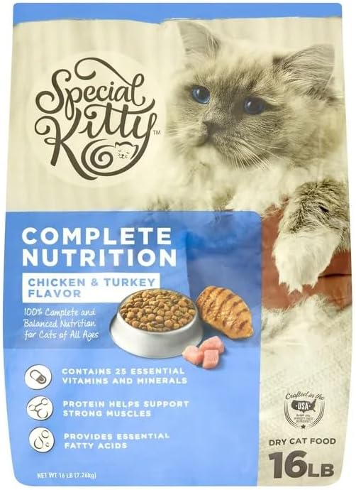 Special Kitty Chicken & Turkey Flavor Kibble Dry Cat Food for Cats, Complete Nutrition (16 LB)