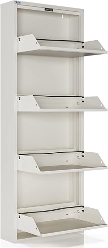 Vista 119 de Gabinete de zapatos de metal de 5 niveles con tapa, organizador de almacenamiento de zapatos duradero para entrada, armario de estante de zapatos
