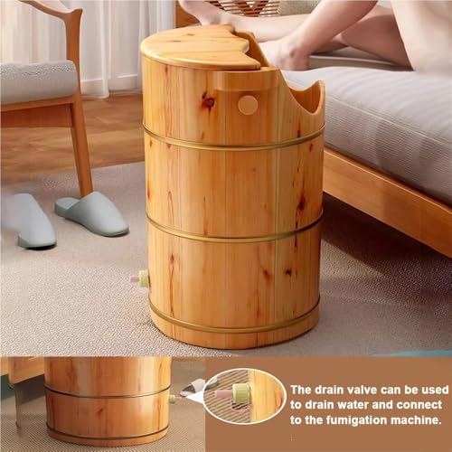 Spa de pies de madera con tapa aislante y válvula de drenaje miniatura 4
