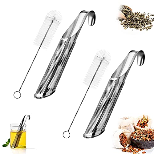 1 Passoire À Thé +1 Pinceau Tea Strainer Tube Filtre À Thé Infuseur À Thé Premium Passoire À Thé Aux Épices Passoire À Thé Inox À Mailles Fines Avec Poignée Crochet PourThé En Vrac, Rose, Café, Épices Cover