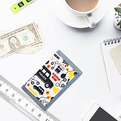 Image of AI-DEE RFID Trifold Canvas Outdoor Sports Wallet for Kids - Front Pocket Wallet with Magic Sticker (Triangle H)