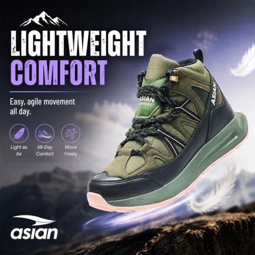 Image of ASIAN Everest W-21 Women's Trekking & Hiking Shoes | Durable Outdoor Footwear with Anti-Slip Outsole, Soft Cushion Comfort & Water-Resistant Upper | Ideal for Travel, Biking & Trails