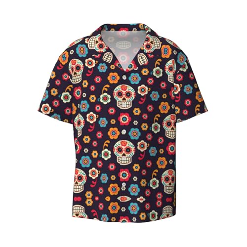 Chemise homme motif crâne mexicain fini les hauts d'été sans style avec poche