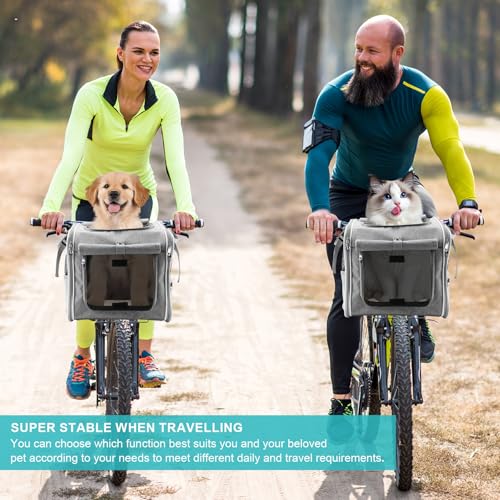 Haiou Hundefahrradkorb Vorne bis 7 kg – Stabiler Fahrradkorb für Hunde, Nicht für E-Bikes geeignet | Sicherer & Komfortabler Hundekorb mit patentierter Halterung, Wetterfest