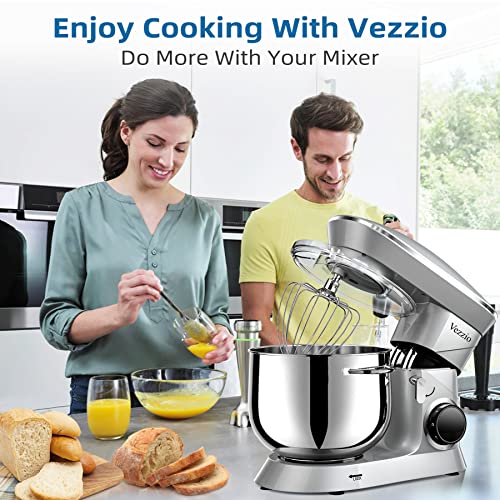 9.5 Qt Stand Mixer, 10-Speed Tilt-Head Food Mixer, Vezzio 660W Kitchen Electric Mixer with Stainless Steel Bowl, Dishwasher-Safe Attachments for Most Home Cooks (Silver) - Image 5