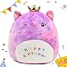 Easfan 12'' Rainbow Birthday Kitty Plush Pillow Soft Cat Plush Toy Cute Kitty Stuffed Animal Home Room Decoration Birthday Gifts for Kids Toddlers