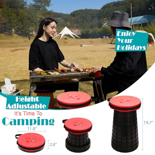 Image of Spisces Upgraded Collapsible Stool with Cushion, 1000 lbs Capacity & 19.7-in High, Wider & Taller Heavy Duty Portable Telescoping Foldable Seat for Adults Camping, Travel, Music Festivals, Outdoors