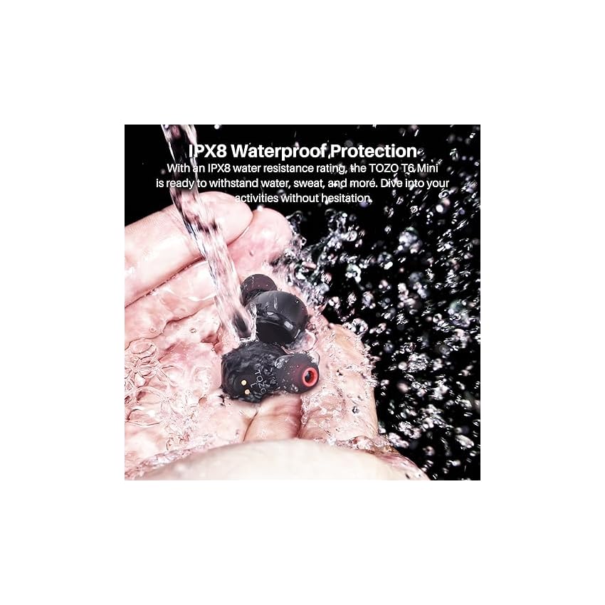 tozo t6 ecouteurs bluetooth sans fil casque intra auriculaire au design ergonomique, 50 heures d'autonomie, app eq personnalisable, ipx8 waterproof nouvelle version améliorée