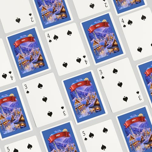 Baraja de cartas Poker Ohio Sleepy Winter Christmas Village miniatura 4