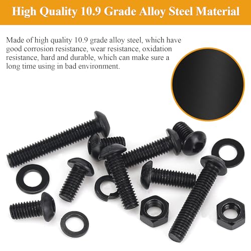 Kit vis et écrous M6 noir pour fixer et assembler vos pièces mécaniques