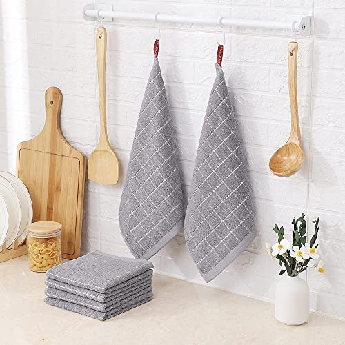 Image of Homaxy 100% Cotton Terry Kitchen Dish Cloths, 8 Pack, Light Grey