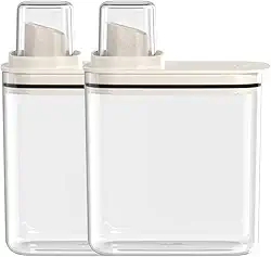 KIT DISPENSER AMACIANTE SABAO EM PÓ FLOW 1,5 BRANCO CINZA BEJE FECHADO LAVANDERIA LAVABO MÁQUINA DE LAVAR COM DOSADOR (Beje)