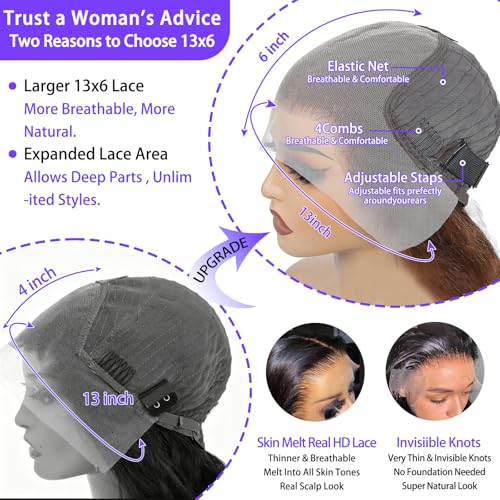 A8 Chocolate Brown Human Hair Wig 200 Density 13X6 Body Wave Lace Front Wigs Human Hair HD Frontal Wigs Pre Plucked Glueless Brown Lace Front Wig for Women 26 Inch - Image 5