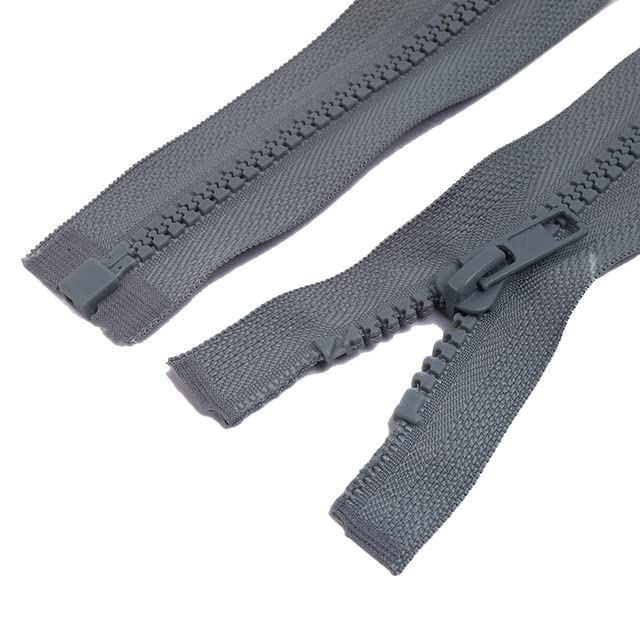 2PCS #5 105cm Separating Zippers(Open-end Zipper) for Sewing Coats Jacket Zipper,Grey Molded Resin Zippers Bulk