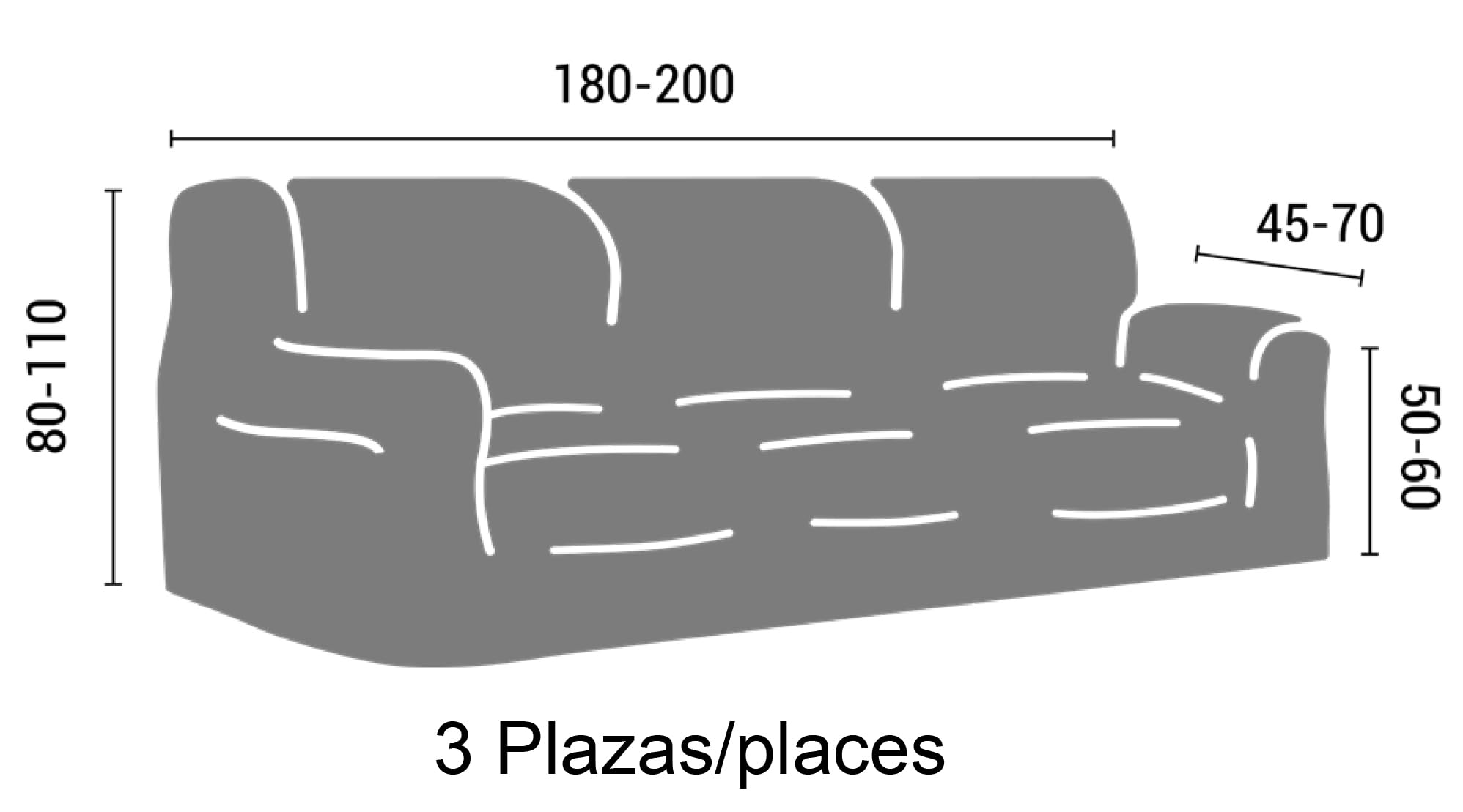 Estoralis Borneo | Funda de Sofá Bielástica | Tejido Súper Elástico C/ 01 Crudo | para Sofá 3 Plazas de 170 a 220 cm. | Protector de Calidad | Súper Ajustable
