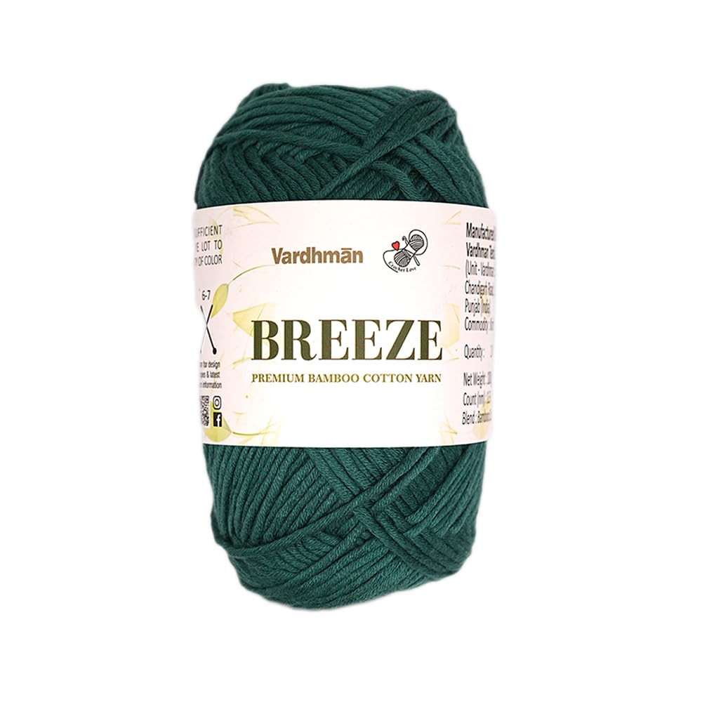 Vardhman Breeze Natural Bamboo Cotton Blend Soft Lightweight Yarn | Pack-1 | 100g Each | Knitting, Crochet & DIY Craft Projects | Ideal for Summer Tops, Accessories & Amigurumi | Teal Green, BFH007-image-21