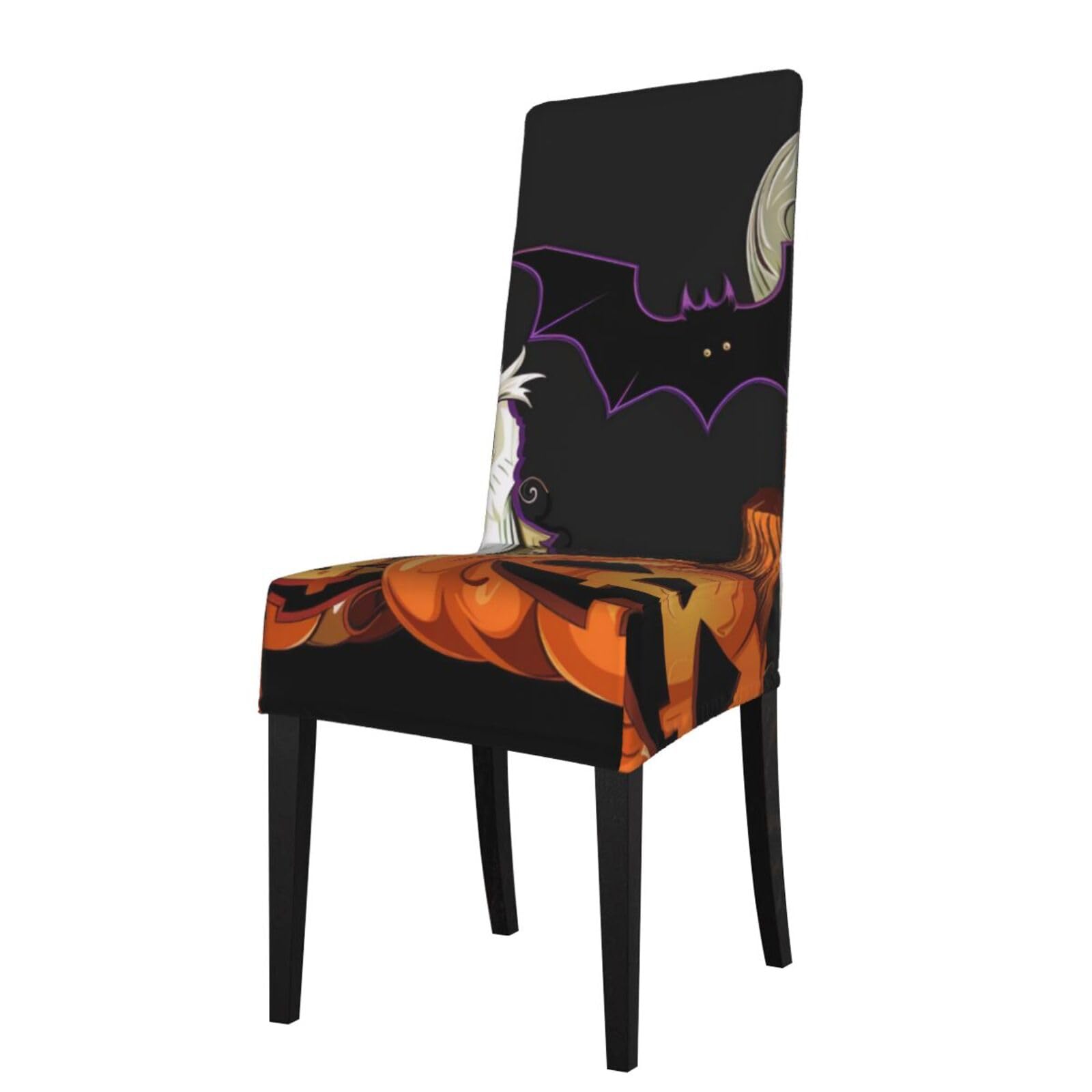WPKJU Halloween Owl Ghost Pumpkin Print Dining Chair Covers Removable Chair Seat Covers Decorative for Kitchen & Bar Stools