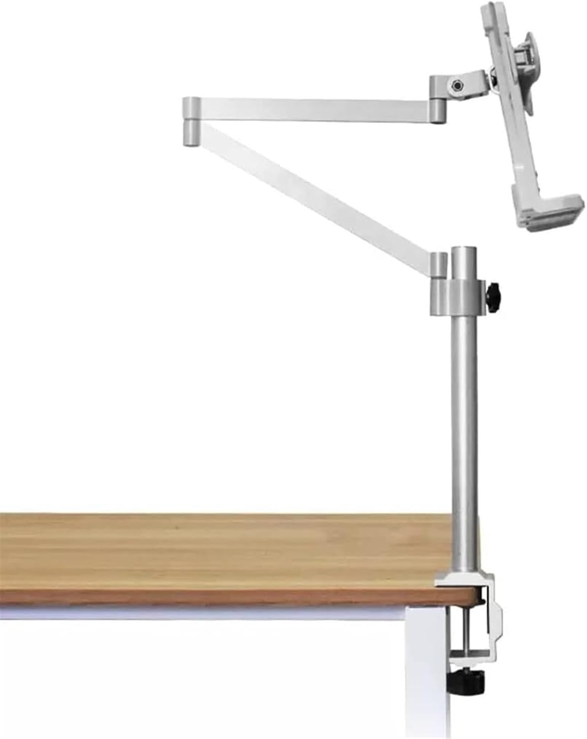 Book Stands Height Adjustable, Book Stand with Clamp, Desktop Cookbook Rest with Page Clips for Reading, Aluminum Laptop Stand for Desk, Table Side Design (White) (White)