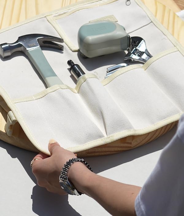 Miniatura 3 de TINKR Kit esencial para el hogar martillo, destornillador de trinquete, cinta métrica, llaves Allen, llave en estuche de lona. Juego de herramientas