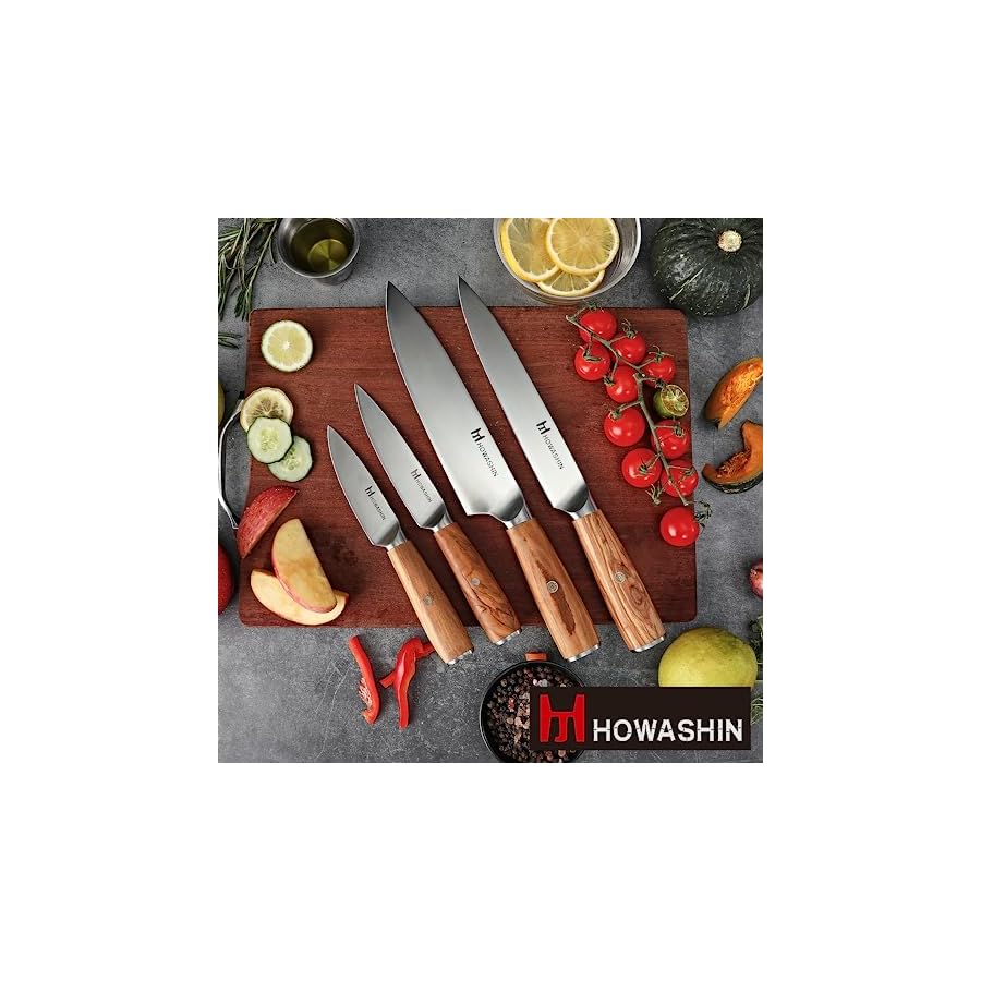 Professional-Kitchen-Knives-Germen-High-Carbon-Stainless-Steel-Chef-Knife-Set-4PCS-Ultra-Sharp-Japanese-Knife-Ergonomic-Olive-Wood-Handle-Elegant-Gift-Box-for-Home-or-Restaurant Howashin Professional Kitchen Knives Germen High Carbon Stainless Steel Chef Knife Set, 4PCS Ultra Sharp Japanese Knife, Ergonomic Olive Wood Handle Elegant Gift Box for Home or Restaurant