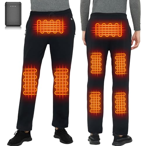 FERNIDA Heated Pants with 12000mAh Battery Pack Polar Fleece Lined Heated Sweatpants Electric USB Heating Pants for Men Women
