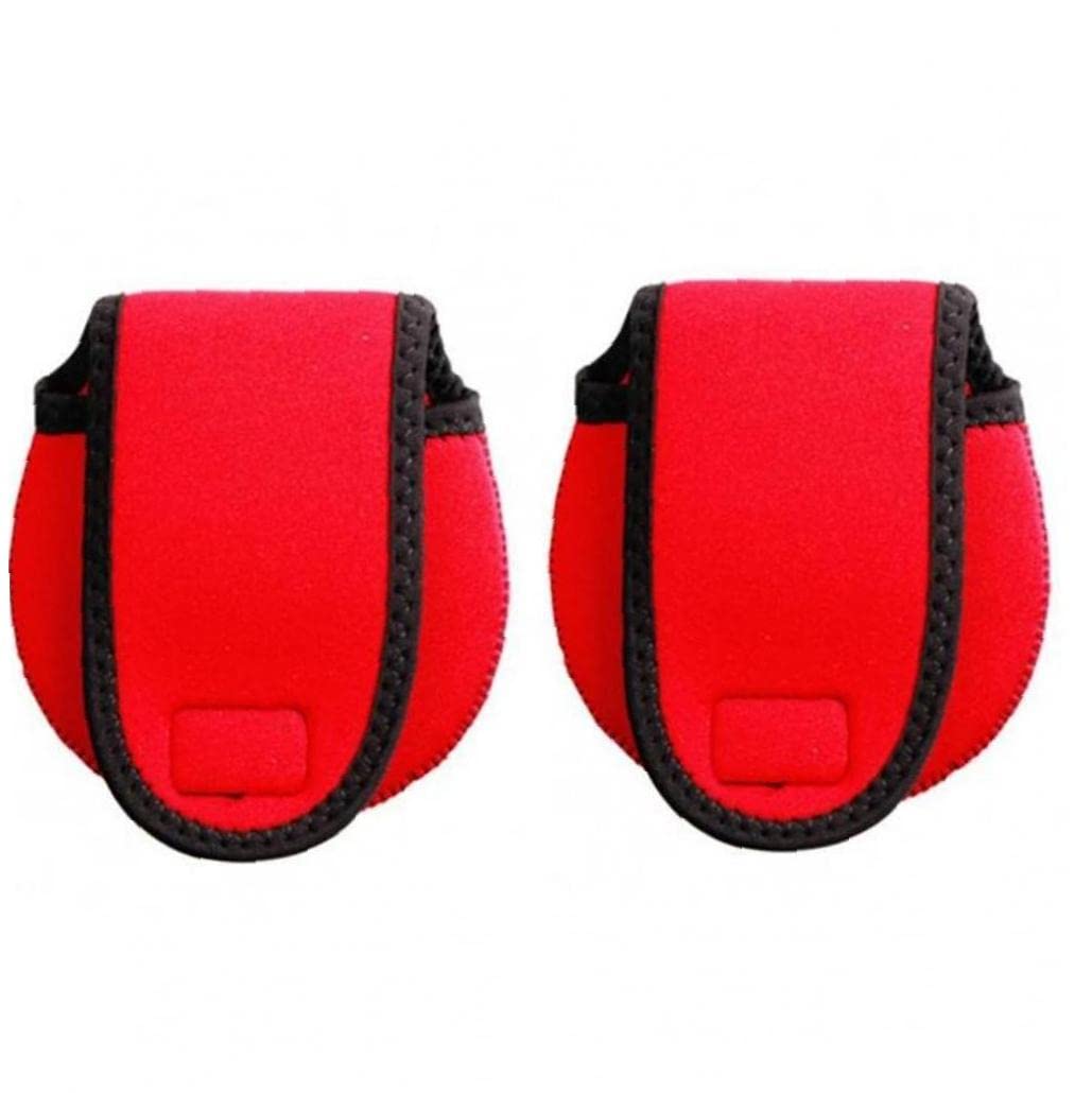 Froiny Red 2Pc Portable Fishing Reel Bag Waterproof Protective Case Cover For Spinning Reel Baitcasting Reel Storage Bag Outdoor Fishing Bag