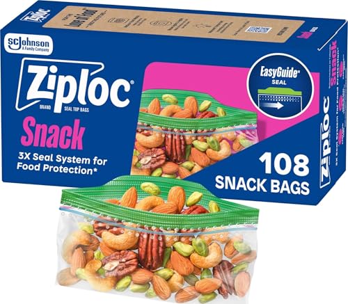 Ziploc Snack Bags, Food Storage, Easy Open & Close, 108 Count