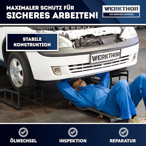 WERKTHOR Auffahrrampe PKW Metall - [2er Set] Auffahrrampen für maximalen Halt [