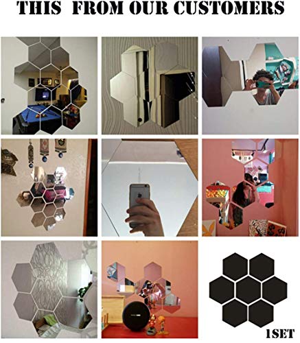 Hexagon Mirror Wall Stickers ,15 Pieces Acrylic Mirror Wall Sticker For Home Living Room Bedroom Decor (Large Size) #TOP3