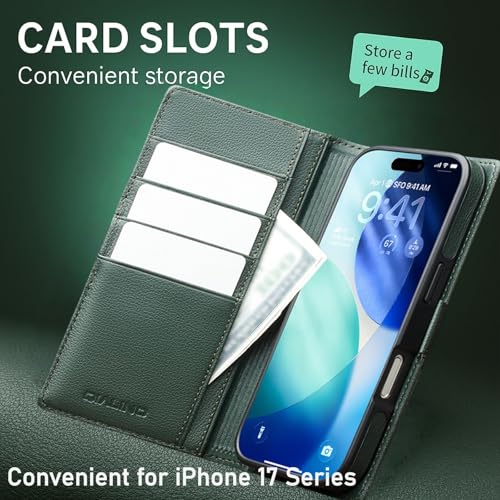 Étui cuir véritable iPhone 17 Air pour ranger vos cartes et protéger l'écran - 5