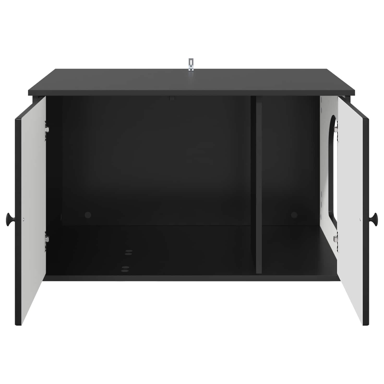 Domek dla kotów, czarny, z materiału drewnopochodnego, 85 x 55 x 50,5 cm, stabilne miejsce do odpoczynku dla kotów, idealny jako miejsce odpoczynku w salonie, sypialni lub w pomieszczeniach