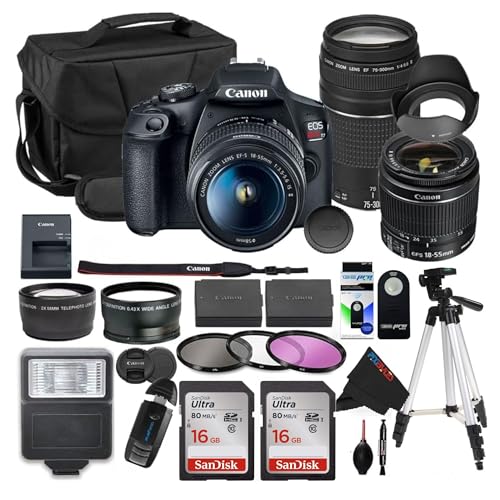 Image of Canon EOS Rebel T7 DSLR Camera with 18-55mm Lens (Black) (Renewed) (Camera w /Pro Bundle)