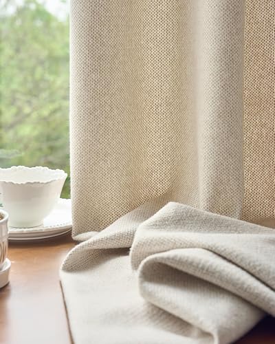 Image of Graywind Motorized Curtains with Track, Room Darkening Smart Curtains, Rechargeable Curtains Works with Alexa & Remote Control for Large Windows, Custom Drapes Up to 207 inch, Cadence Weave (Oatmeal)